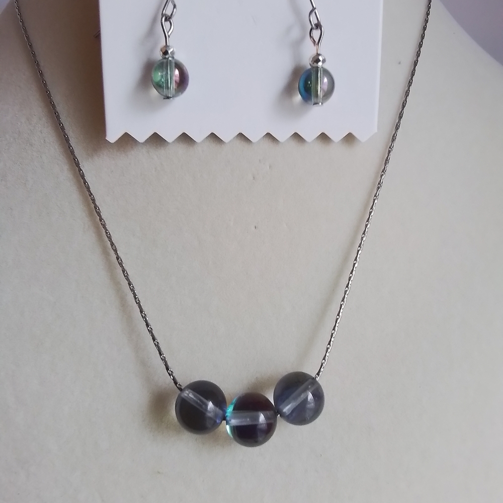 Black Mystic Aura Quartz Jewelry Set